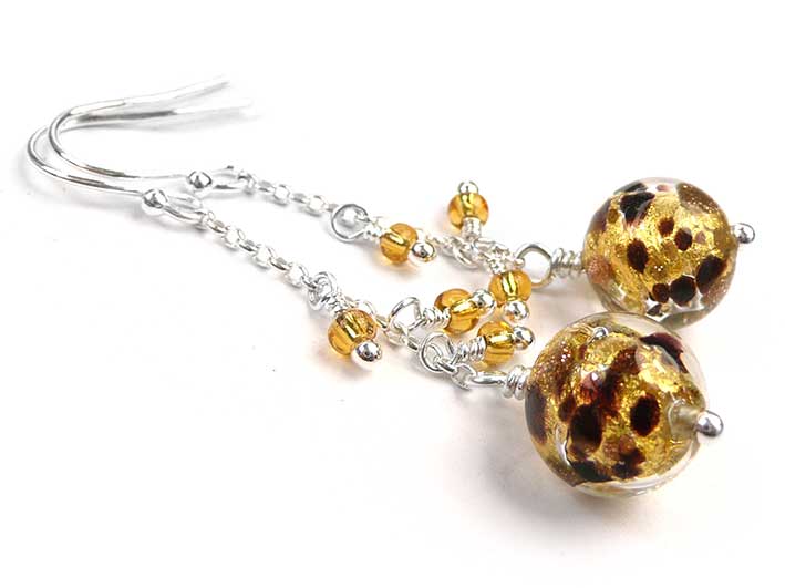 Murano Glass Bella Earrings - Leopard