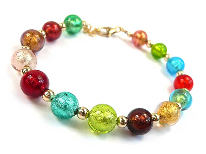 Murano Glass Bracelet - Multicolour Gold