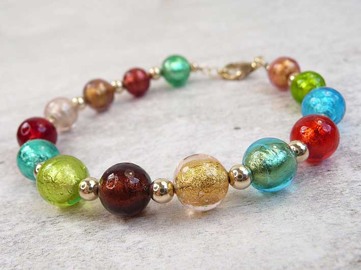 Murano Glass Bracelet - Multicolour Gold