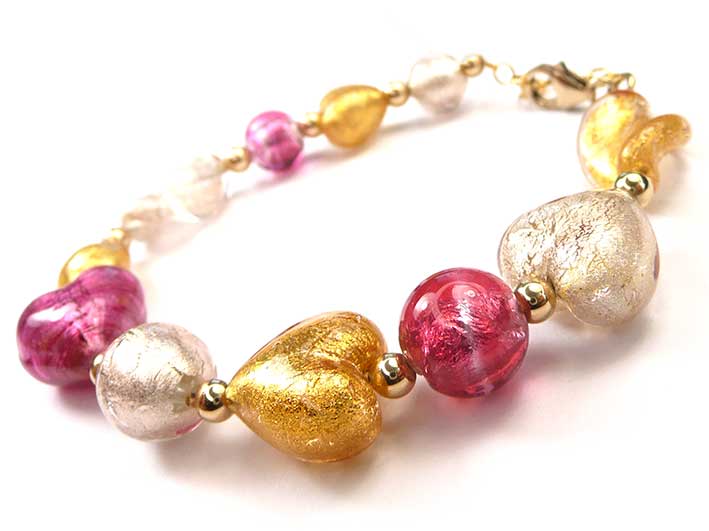 Murano Glass Bracelet - Pink Champagne Gold