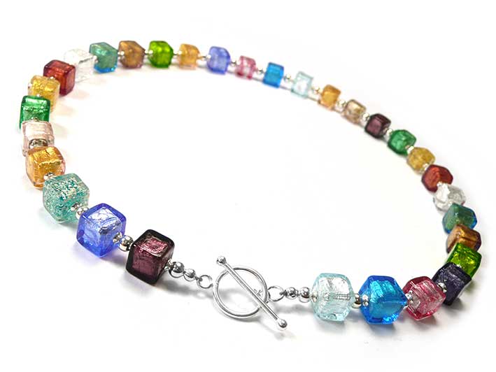 Murano Glass Cube Necklace - Multicolour