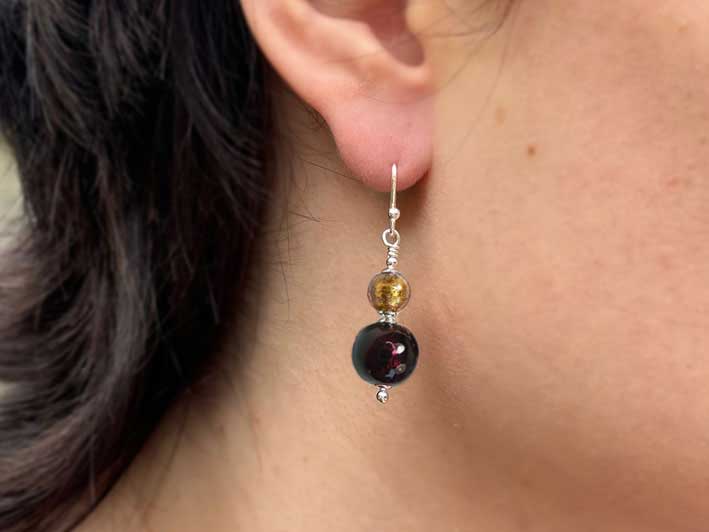 Murano Glass Duetto Earrings - Burgundy and Chocolate Model