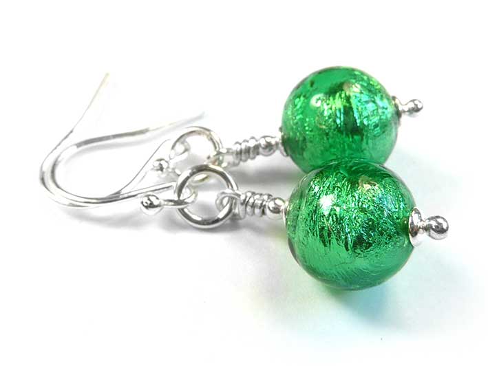 Murano Glass Earrings - Emerald Medium