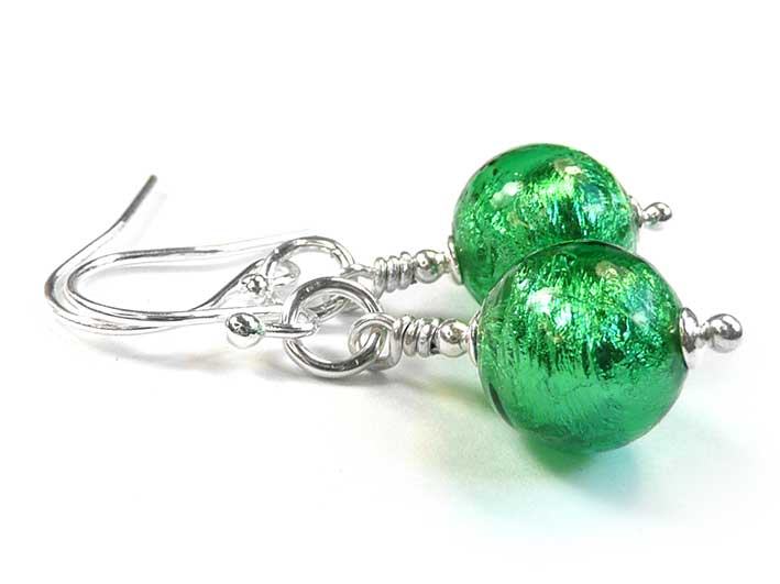 Murano Glass Earrings - Emerald Medium