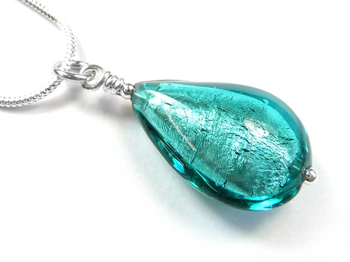 Murano Glass Pendant - Jade Drop