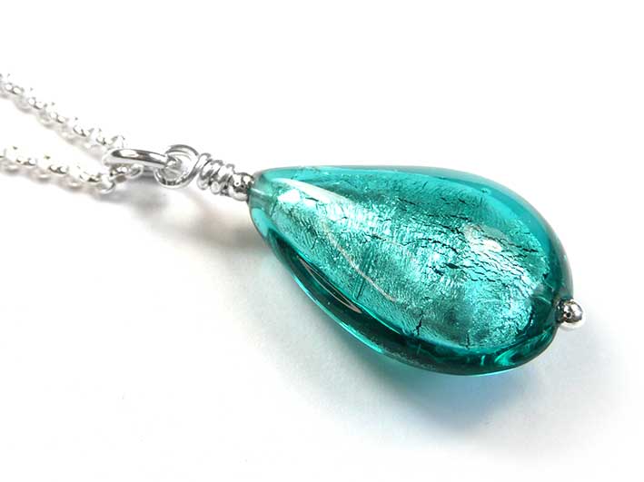 Murano Glass Pendant - Jade Drop