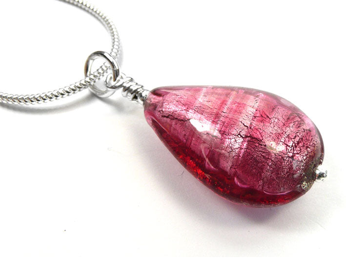 Murano Glass Pendant - Raspberry Drop