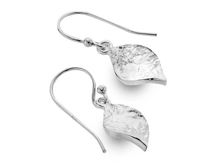 Silver Earrings - Twisted Leaf Drop