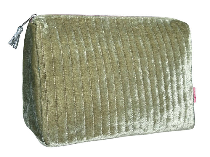 Velvet Cosmetic Bag Large - Fennel Green