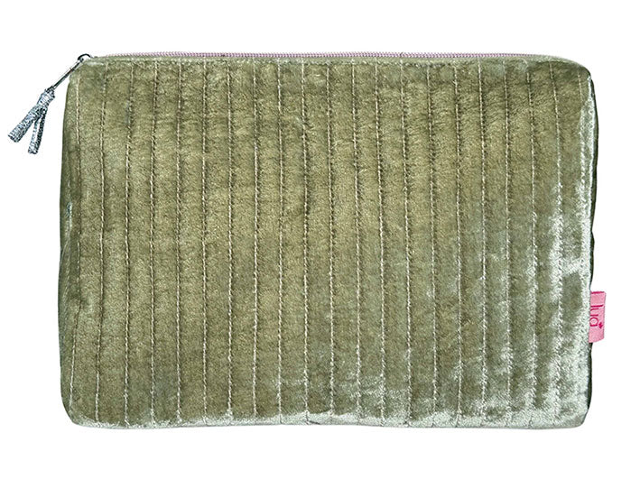 Velvet Cosmetic Bag Large - Fennel Green