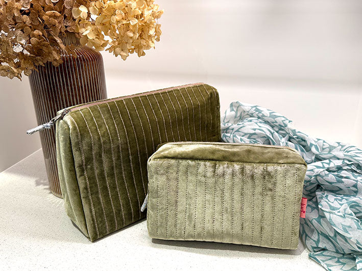 Velvet Cosmetic Bags - Fennel Green