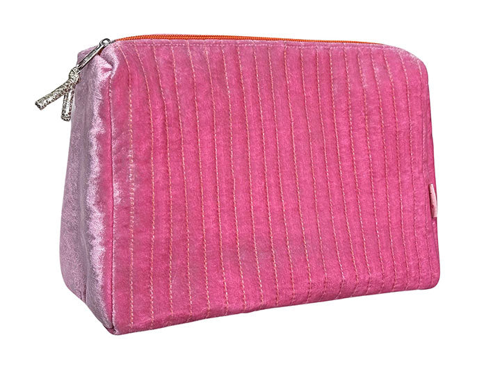 Velvet Cosmetic Bag Large - Flamingo Pink