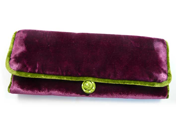 Velvet Jewellery Roll - Plum