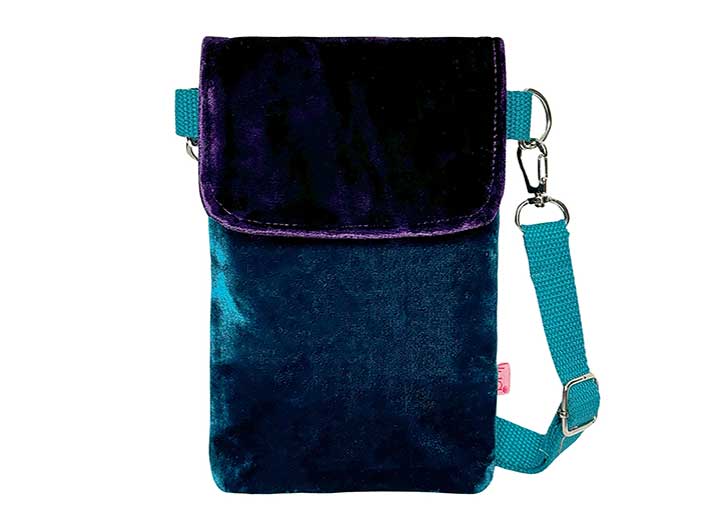 Velvet Phone Purse - Dark Turquoise and Purple