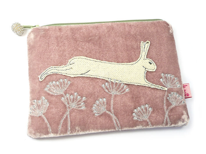 Velvet Purse - Dusky Pink Hare Medium