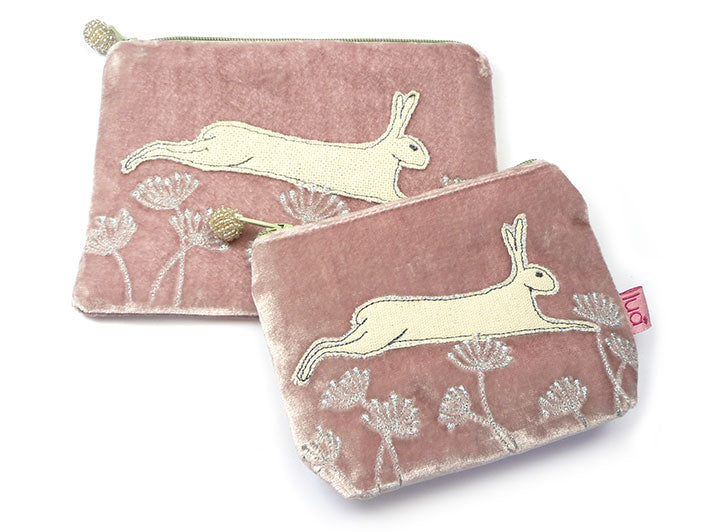 Velvet Purse - Dusky Pink Hare