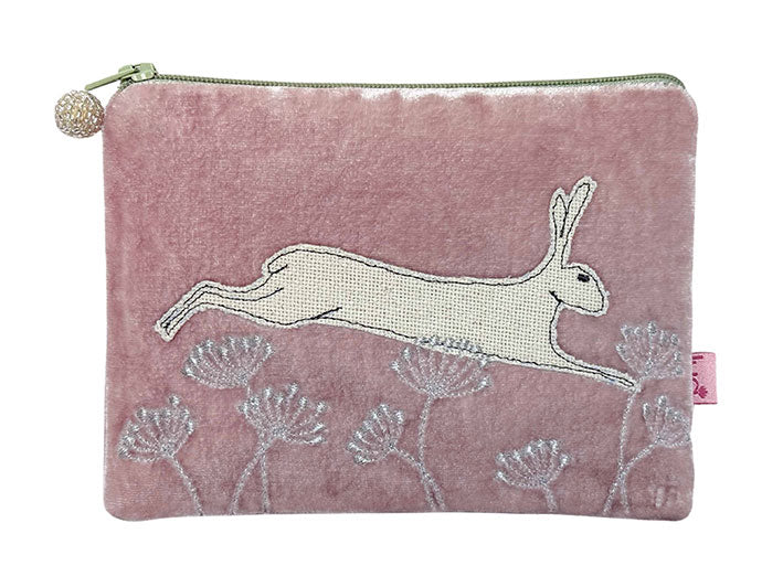 Velvet Purse - Dusky Pink Hare Medium