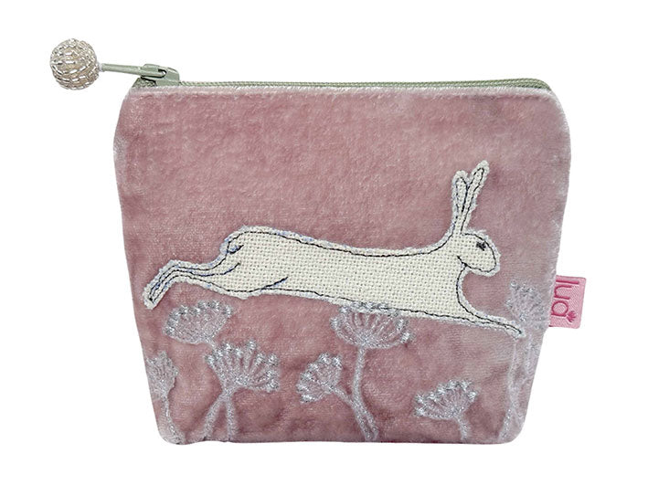 Velvet Purse - Dusky Pink Hare Small