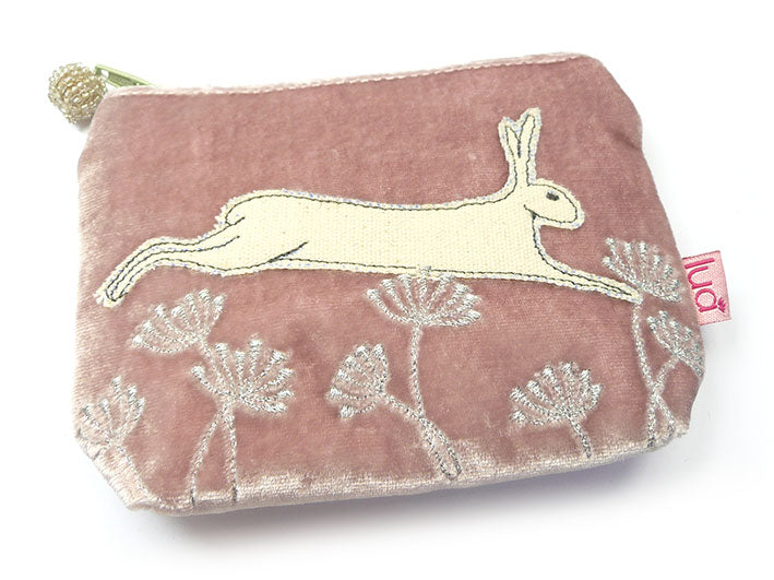 Velvet Purse - Dusky Pink Hare Small