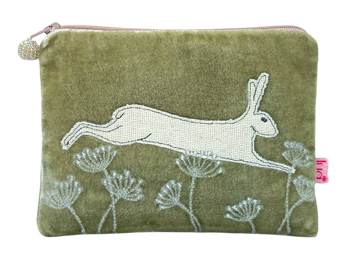 Velvet Purse - Fennel Green Hare Medium