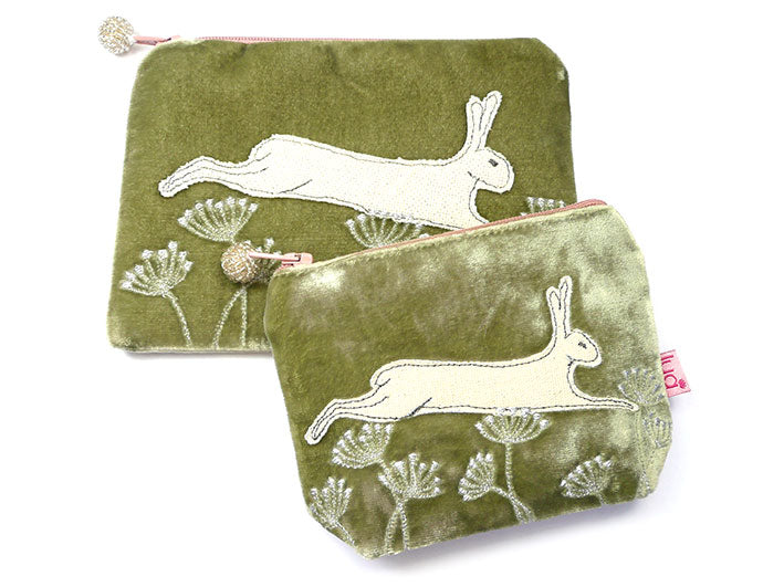 Velvet Purse - Fennel Green Hare