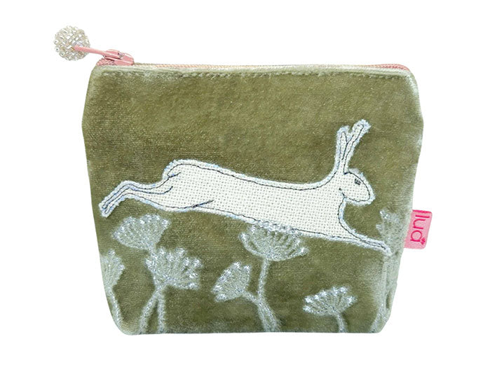 Velvet Purse - Fennel Green Hare Small