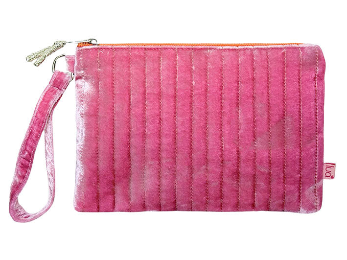 Velvet Wrist Bag - Flamingo Pink