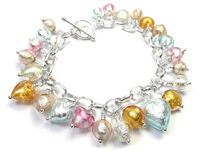 Savlano Silver Tone Charm Bracelet With Purple Crystal And Murano Glass  Beads Snake Chain For Women  Girls  Walmartcom
